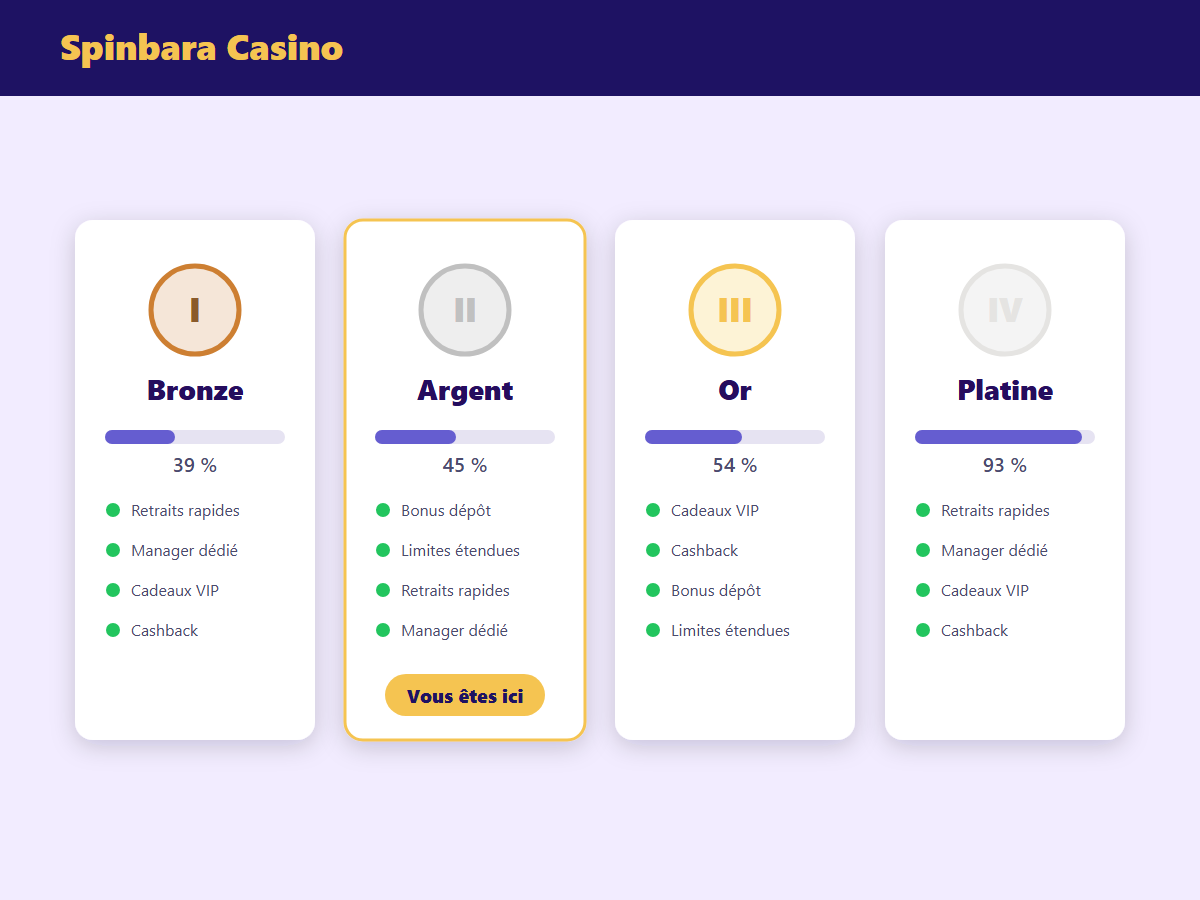 Programme VIP Spinbara Casino
